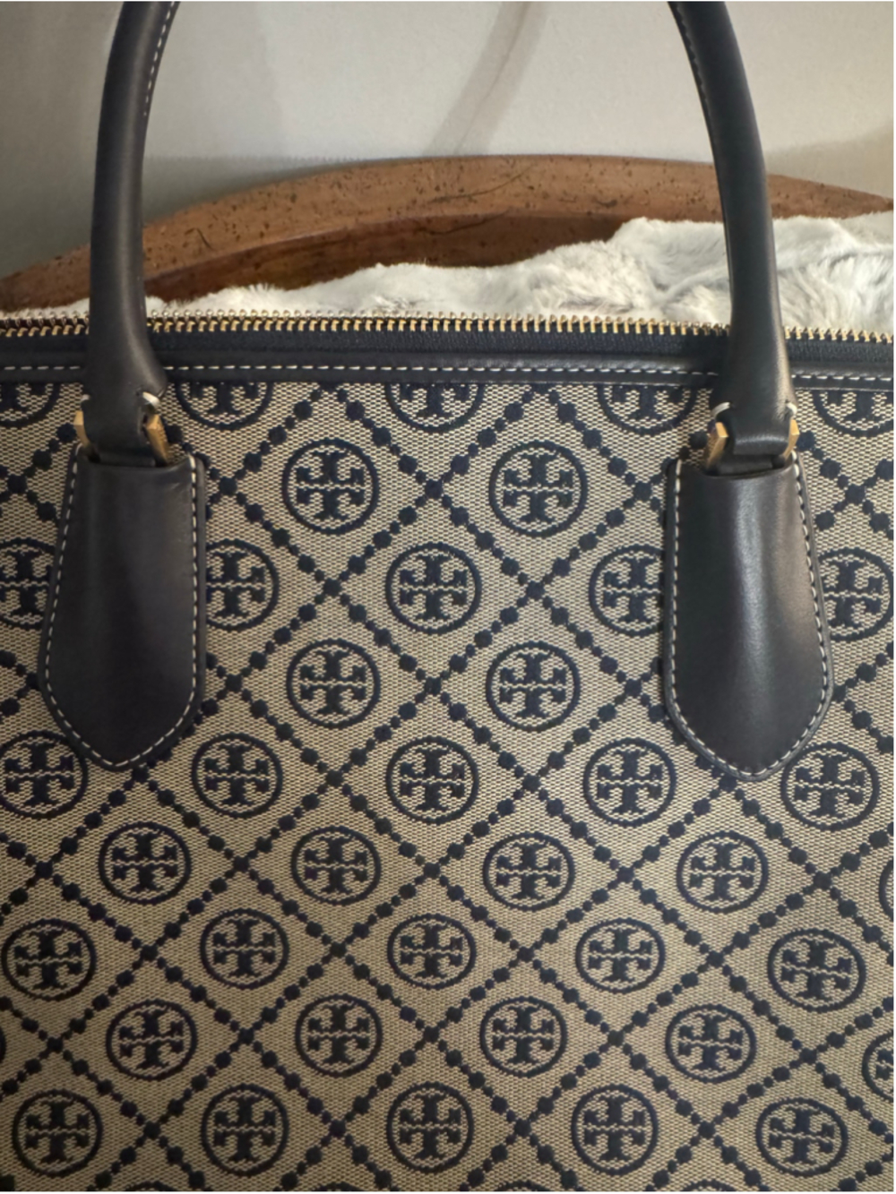 NWT Tory Burch T Monogram Swing Bag Navy Jacquard Top Handle Satchel - Picture 14 of 16